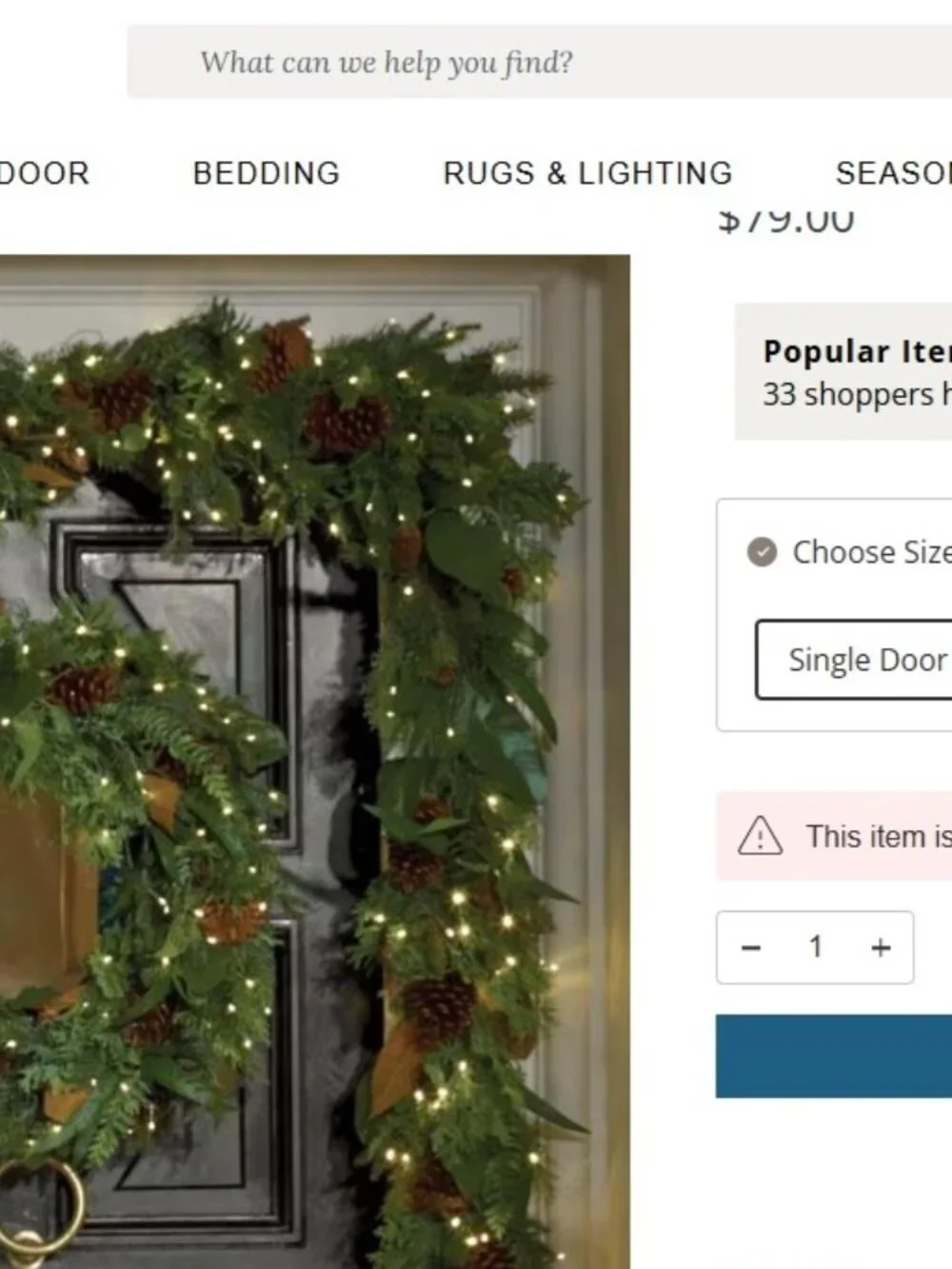 Grandin Road EZ Single Door Bronze Iron Garland Hanger Indoor Outdoor Halloween